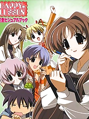 One guy. Five girls. One roof. It`s a recycled idea, but it never gets old. Happy Lesson is a kinetic take on an old genre. Chitose shares his house with five ladies. One might think the continued attention of this many girls would be a good thing, but too much attention can prove to be painful. Did I mention they`re also instructors at his school (hence the title)? Not only is he the subject of their abuse at home, but at school as well. Even when things finally calm down at night, all the rooms are taken so Chitose must sleep on the couch.