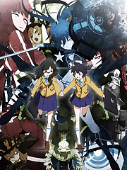 It isn’t the world you know. There wanders a girl with jet-black hair, ebony clothes, and a strikingly blue, glowing eye. Her name is Black★Rock Shooter. With a huge cannon in hand, she throws herself into a fierce battle... Meanwhile, in another world, middle-school student Mato Kuroi is drawn to Yomi Takanashi, her classmate with an unusual family name. Mato does her best to talk to Yomi, who just won’t open up. Yu Koutari mocks her best friend Mato’s efforts but at the same time, supports her. Mato also finds herself surrounded by other colorful characters at school, like the eccentric school counselor, Saya Irino, and the hot-blooded captain of her club club, Arata Kohata. Then, one day, the window of opportunity opens. After Mato sees that Yomi has her favorite picture book, Li’l Birds At Play, they strike up a conversation and Mato is invited to come over to Yomi’s house. There, they gradually break the ice, until a girl in a wheelchair appears. This is Yomi’s best friend, Kagari Izuriha... Two worlds. Mato and Black★Rock Shooter. This is the story of their pain.