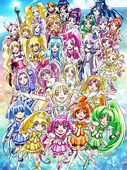 In the city of Minato Mirai in Yokohama, the news of Fusion’s defeat by the Pretty Cures is the hottest topic in town! Girls everywhere are dressing up and acting as their favorite Cures. Only Sakagami Ayumi, the new transfer student, is alone by herself. On her way home from school, Ayumi encounters a strange creature. After naming it Fu-Chan, Ayumi and the creature soon become good friends. However, Fu-Chan is actually a piece of Fusion, and holds the power of darkness. In an effort to make Ayumi happy, Fu-chan swallows up everything that Ayumi dislikes, creating chaos in school and throughout the city! To help bring across Ayumi’s true feelings to Fu-Chan, all 28 Pretty Cures gather once more. When everyone’s power comes together, a miraculous light starts to shine.