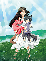 The theme of the film is the love between parents and children. The story covers 13 years and begins with a 19-year-old college student named Hana who encounters and falls in fairy tale-like love with a wolf man. After marrying the wolf man, Hana gives birth and raises two wolf children—an older sister named Yuki who was born on a snowy day, and a younger brother named Ame who was born on a rainy day. The four quietly lived in a corner of a city to conceal the existence of the wolf children, but when the wolf man suddenly dies, Hana decides to move to a rural town far removed from the city.